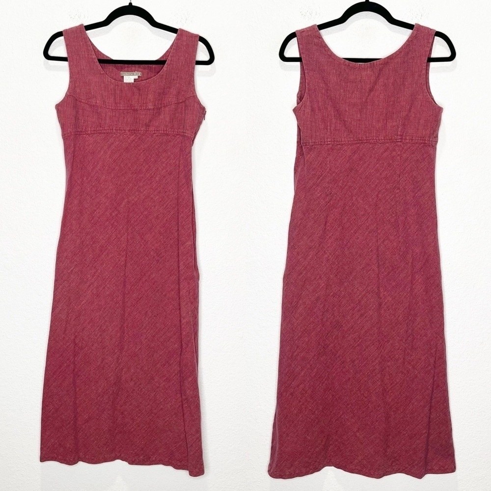 Isabella Bird Linen 90s Vintage Midi Tank Dress Empire Waist